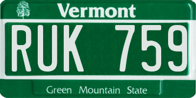 VT license plate RUK759