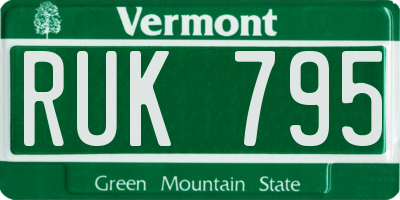 VT license plate RUK795