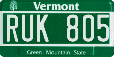 VT license plate RUK805