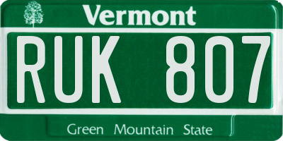 VT license plate RUK807