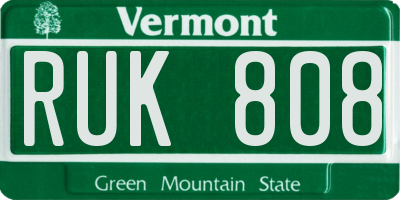 VT license plate RUK808