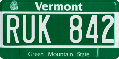 VT license plate RUK842