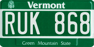 VT license plate RUK868
