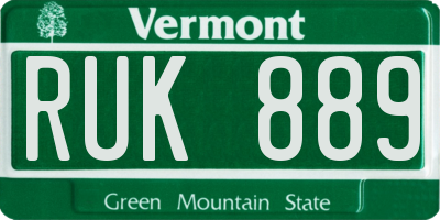 VT license plate RUK889