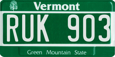 VT license plate RUK903