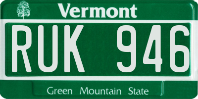 VT license plate RUK946