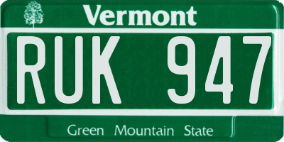 VT license plate RUK947