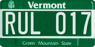 VT license plate RUL017