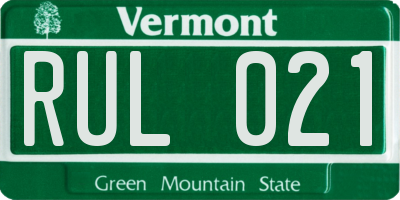 VT license plate RUL021