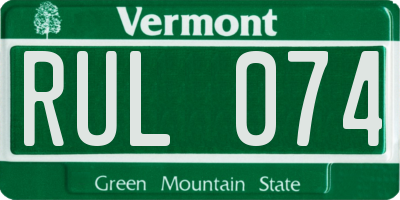 VT license plate RUL074