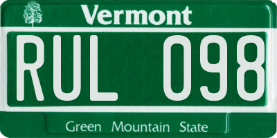 VT license plate RUL098