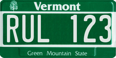 VT license plate RUL123