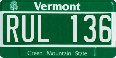 VT license plate RUL136
