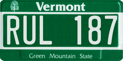 VT license plate RUL187