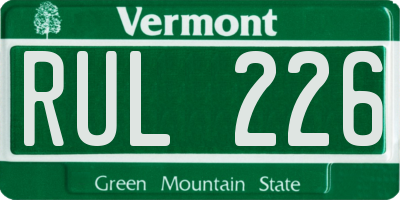 VT license plate RUL226