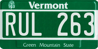 VT license plate RUL263