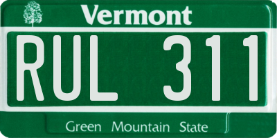 VT license plate RUL311