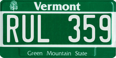 VT license plate RUL359