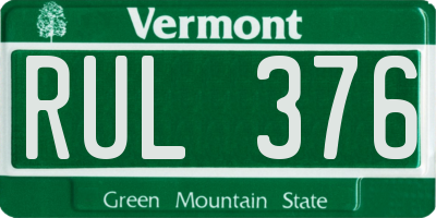 VT license plate RUL376