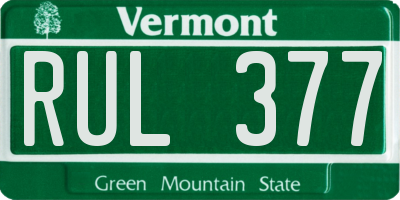 VT license plate RUL377