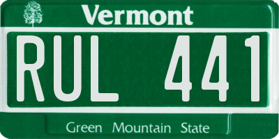 VT license plate RUL441
