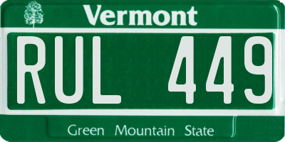 VT license plate RUL449