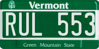 VT license plate RUL553