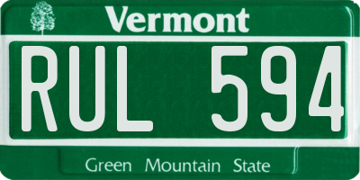 VT license plate RUL594