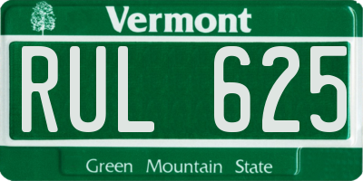 VT license plate RUL625