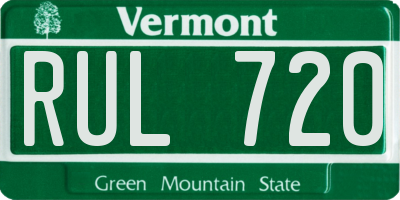 VT license plate RUL720