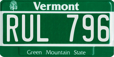 VT license plate RUL796