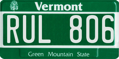 VT license plate RUL806