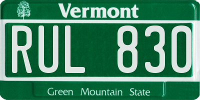 VT license plate RUL830