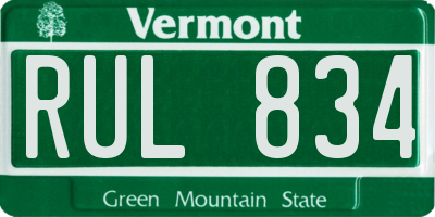 VT license plate RUL834
