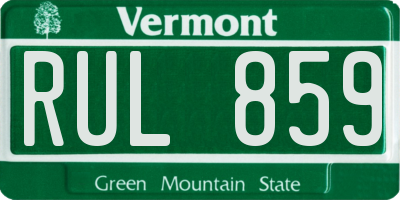 VT license plate RUL859