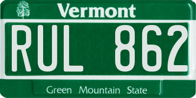 VT license plate RUL862