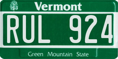 VT license plate RUL924