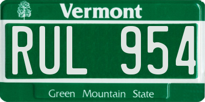 VT license plate RUL954