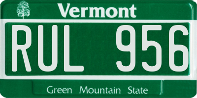 VT license plate RUL956