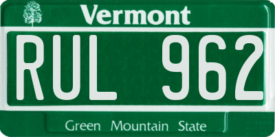 VT license plate RUL962