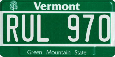 VT license plate RUL970