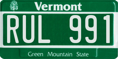 VT license plate RUL991