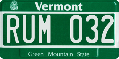 VT license plate RUM032