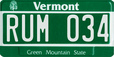VT license plate RUM034