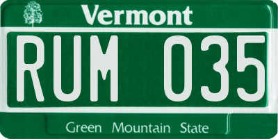 VT license plate RUM035