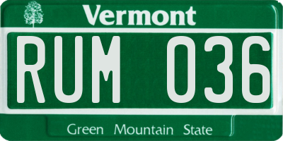 VT license plate RUM036