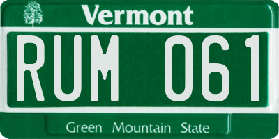 VT license plate RUM061