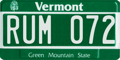 VT license plate RUM072