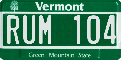 VT license plate RUM104