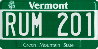 VT license plate RUM201